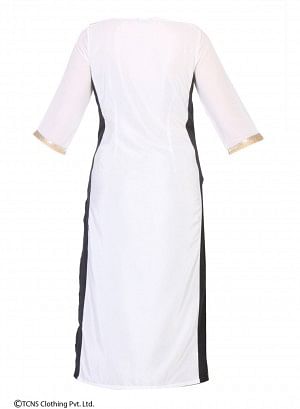 White Printed 3/4 Sleeve kurta