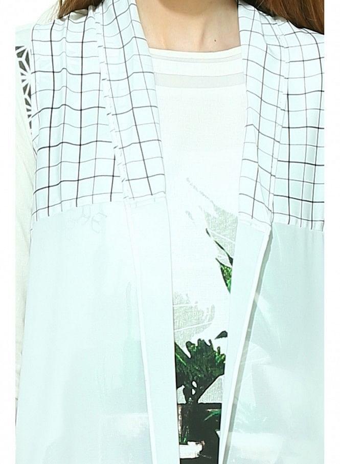 White Printed Gillet - wforwoman