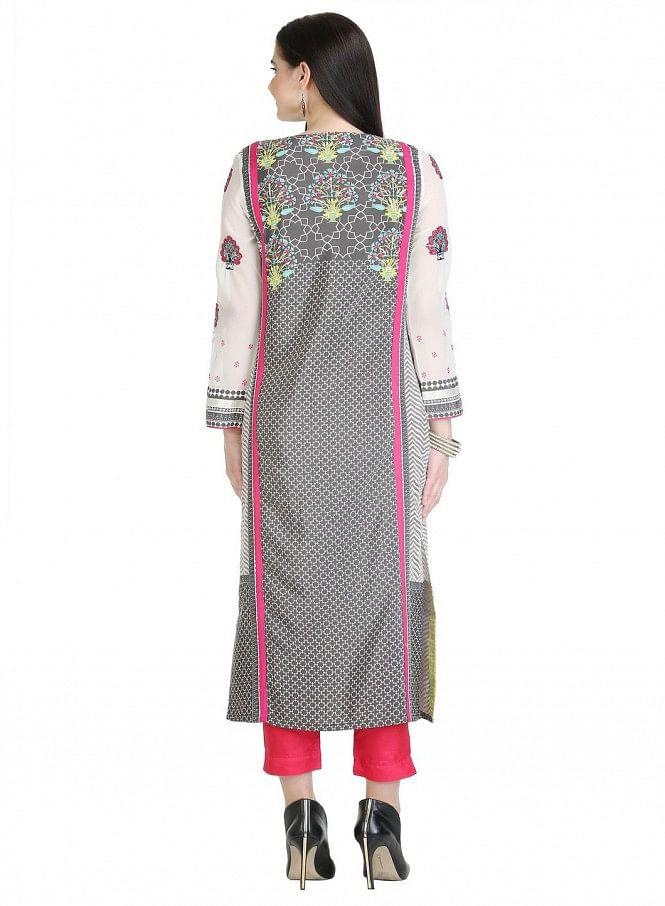 Multicolor 3/4 Sleeve Printed kurta - wforwoman