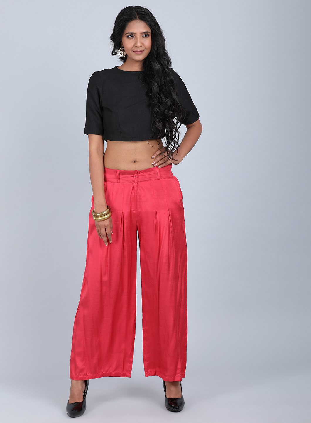 Red Tailored Volume Pants