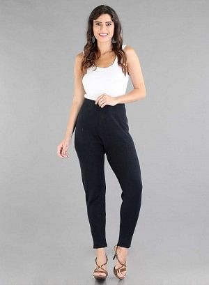 Blue Solid Woollen Leggings