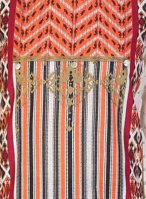 White & Maroon Round Neck Printed kurta - wforwoman