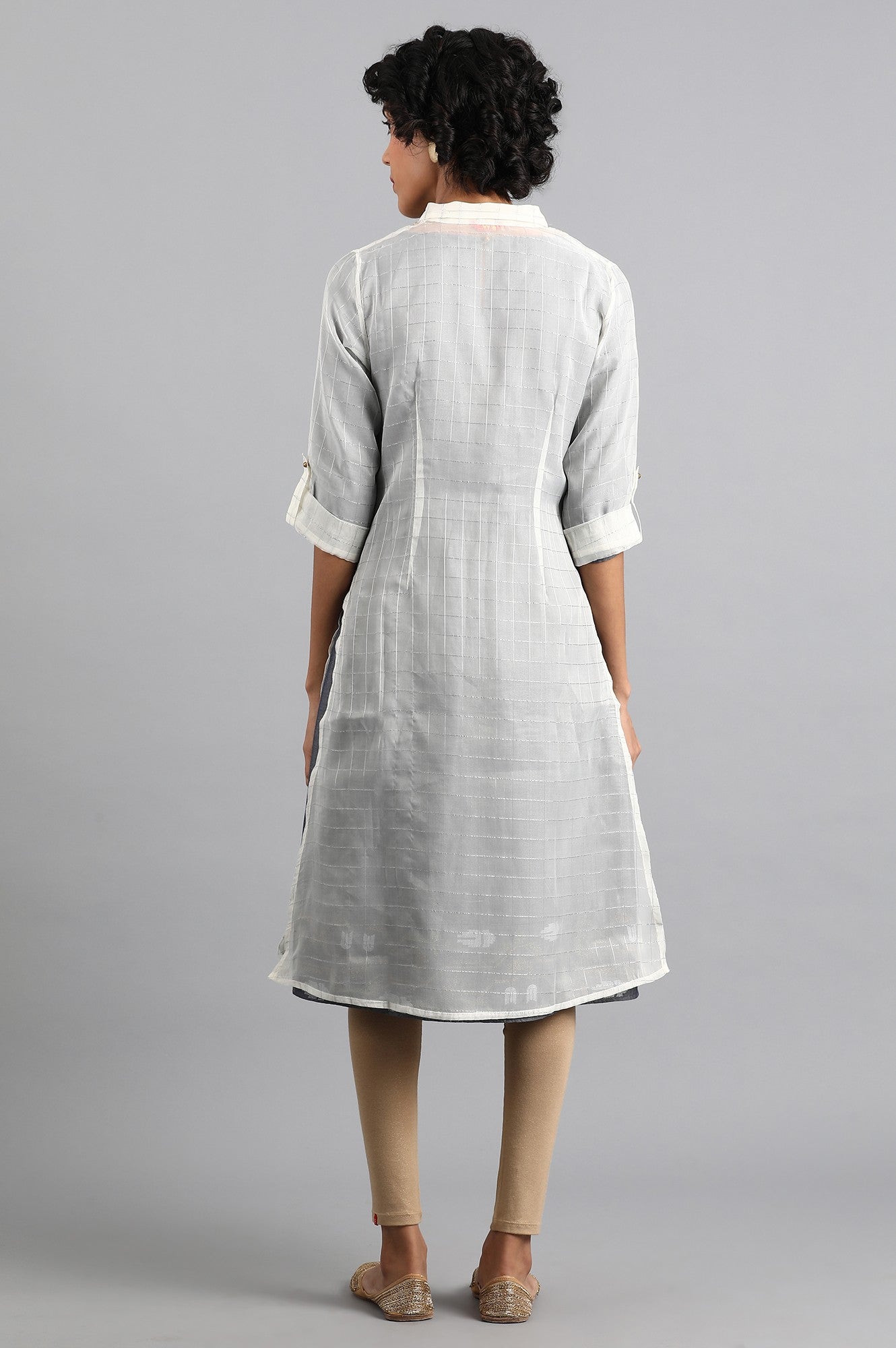 Blue Shirt Collar Embroidered kurta with Jacket