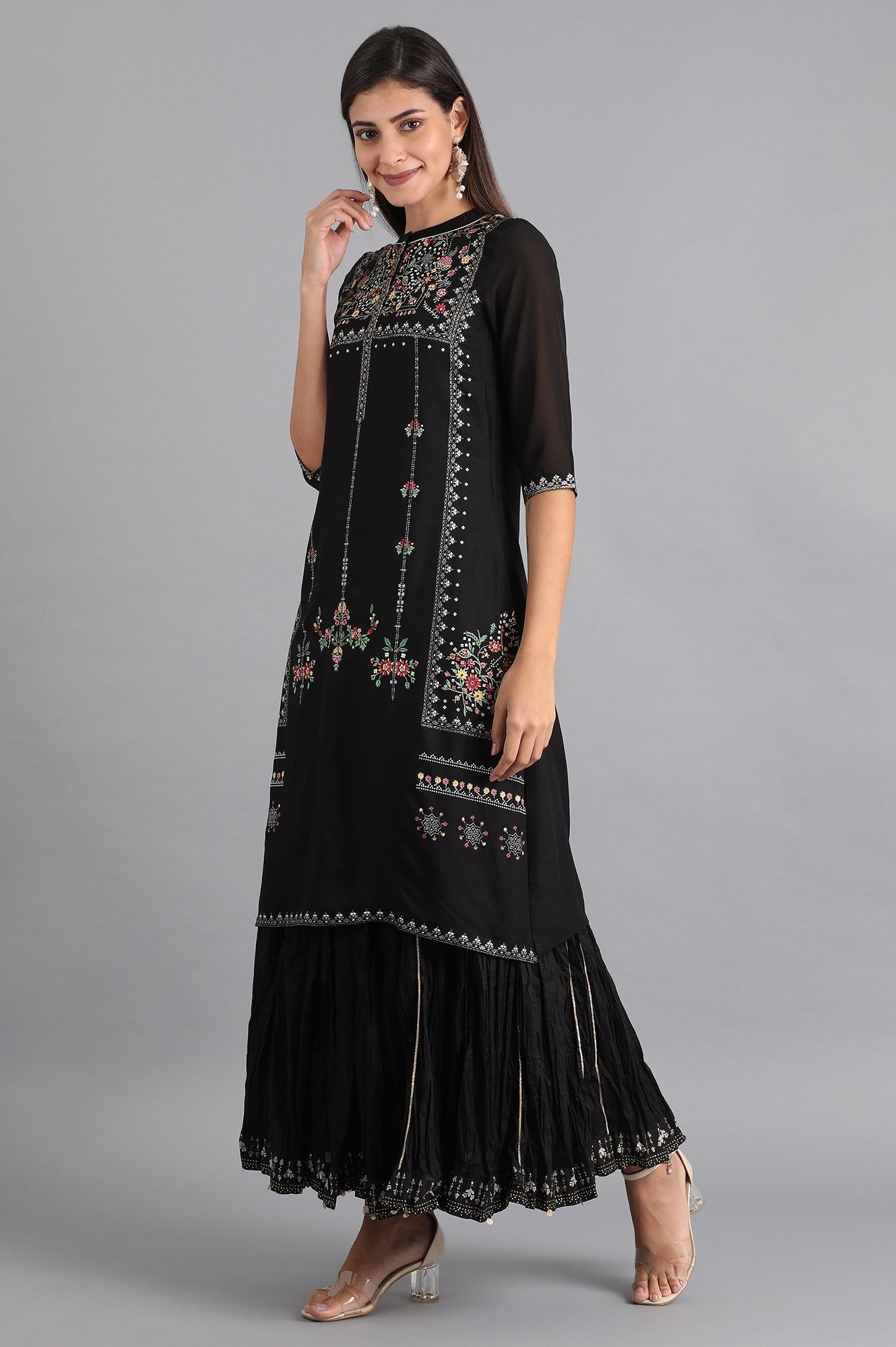 Buy Black Crinkled Skirt @ 3599 | W for woman – wforwoman