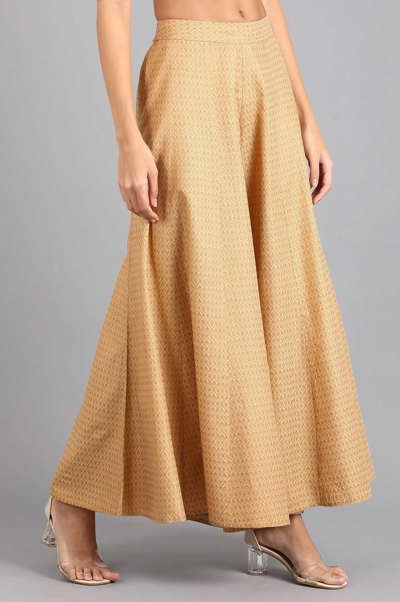 Beige Printed Culottes