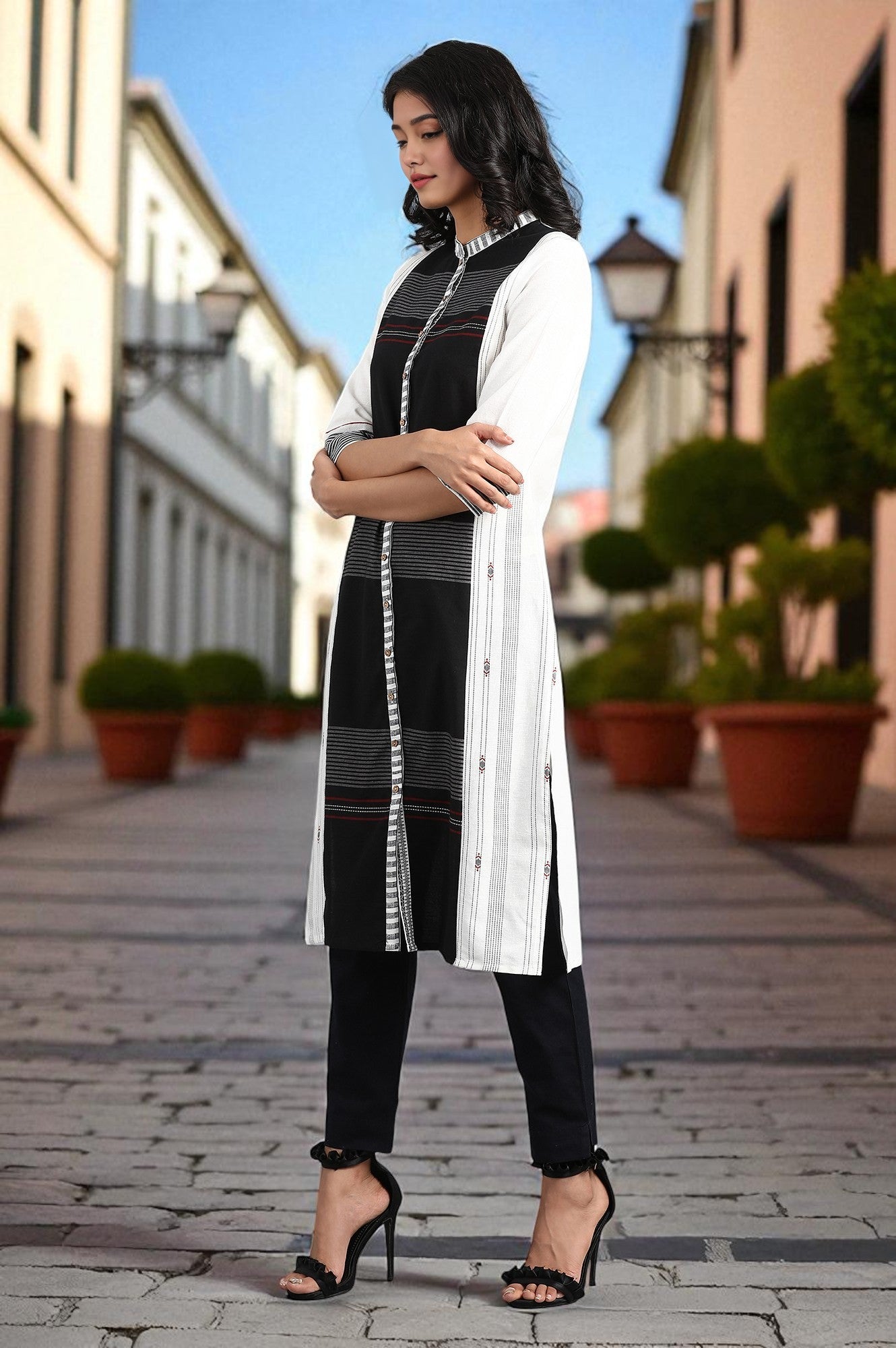 Buy Blue Solid Trousers 999 W for woman – wforwoman