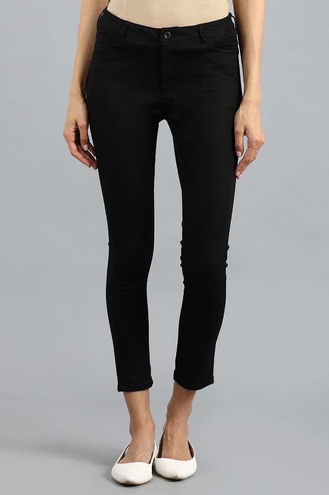 Black Solid Jeggings - wforwoman
