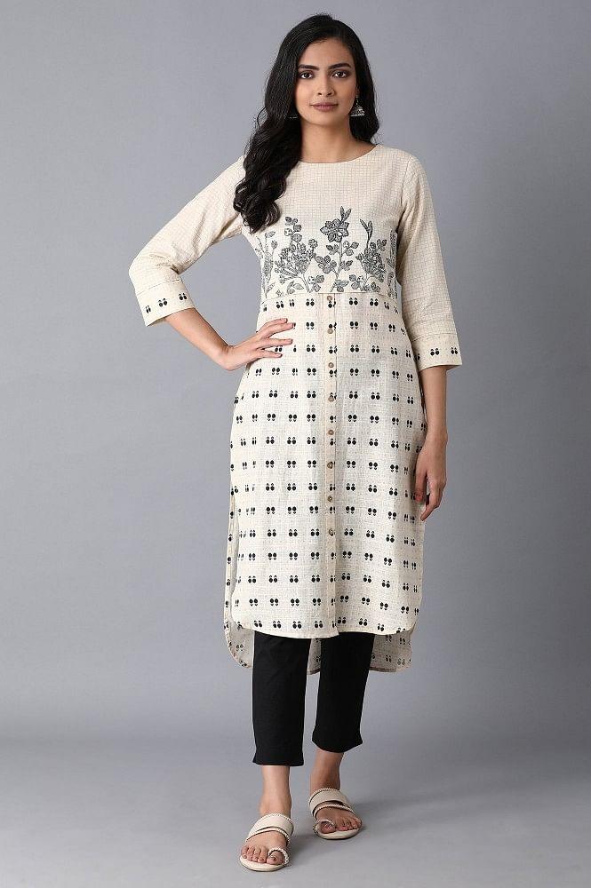 Ecru Straight kurta - wforwoman