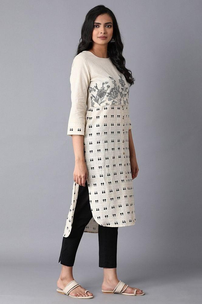 Ecru Straight kurta - wforwoman