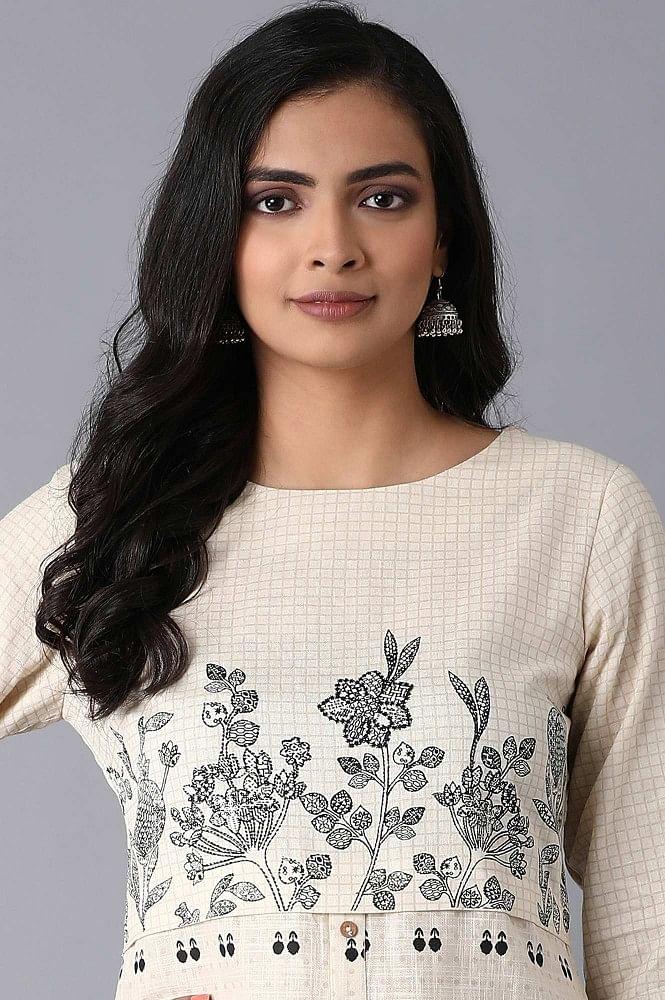 Ecru Straight kurta - wforwoman