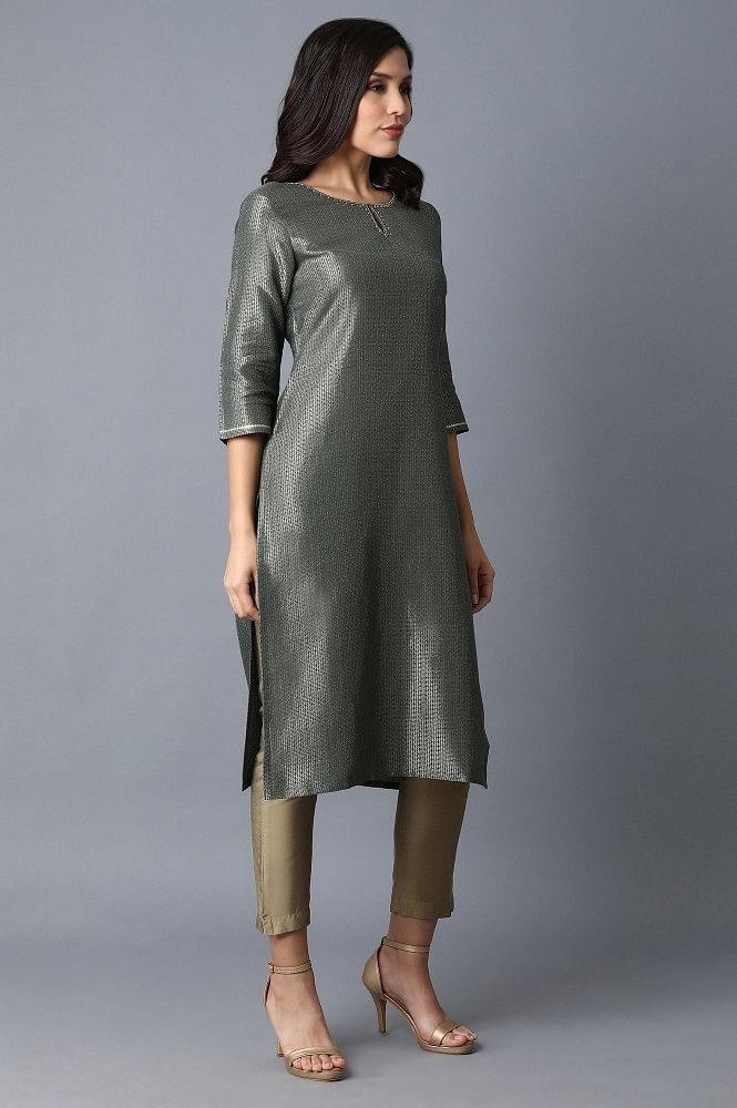 Green Straight kurta - wforwoman