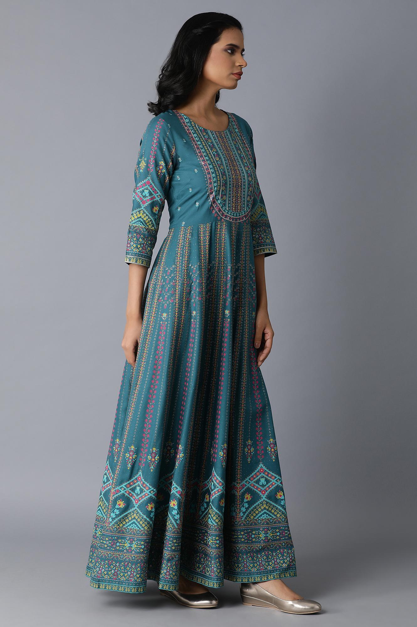 Dark Green Festive Dress - wforwoman