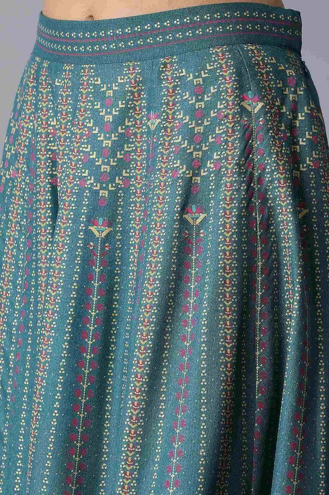 Green Bomber Jacket-Kalidar Skirt Set - wforwoman