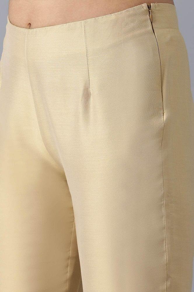 Light Gold Solid Pants - wforwoman