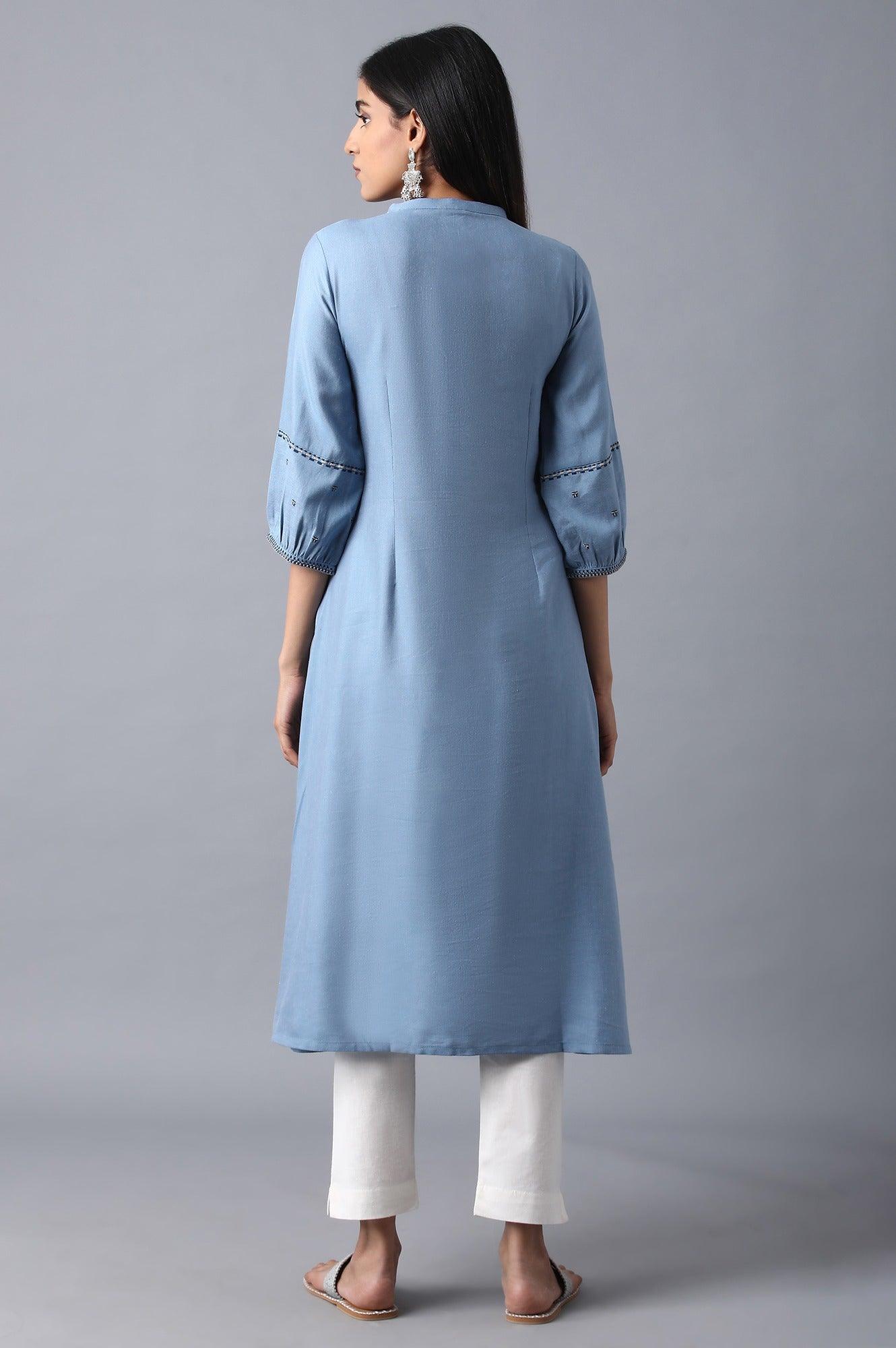Denim Blue A-Line kurta - wforwoman