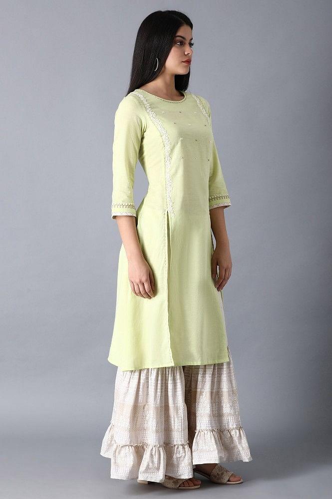 Lime Khadi kurta - wforwoman