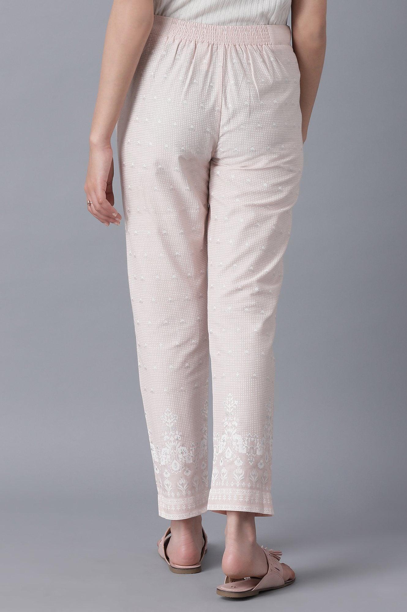 Light Orange Printed Slim Pants - wforwoman