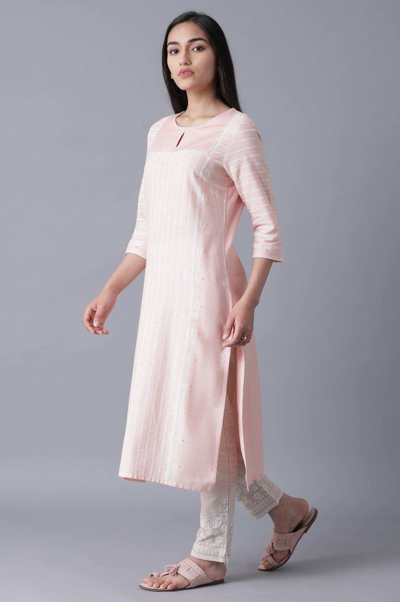 Beige Printed Slim Pants - wforwoman