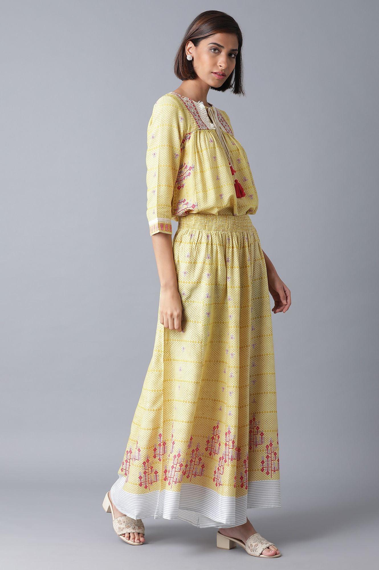 Yellow Printed Two Piece Jumpsuit Set - wforwoman