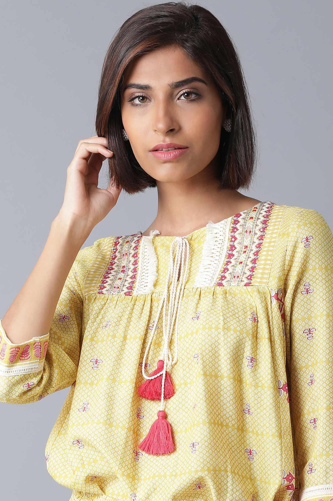 Yellow Printed Two Piece Jumpsuit Set - wforwoman