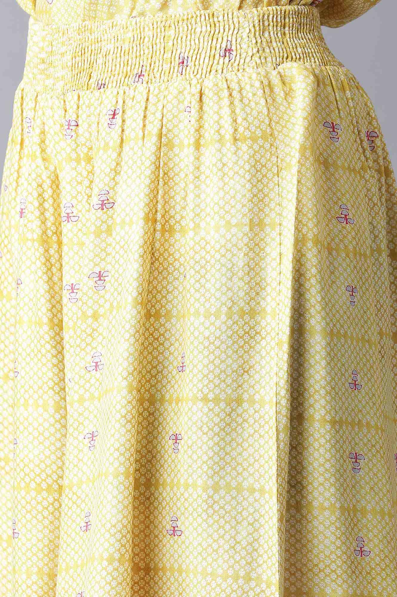 Yellow Printed Two Piece Jumpsuit Set - wforwoman