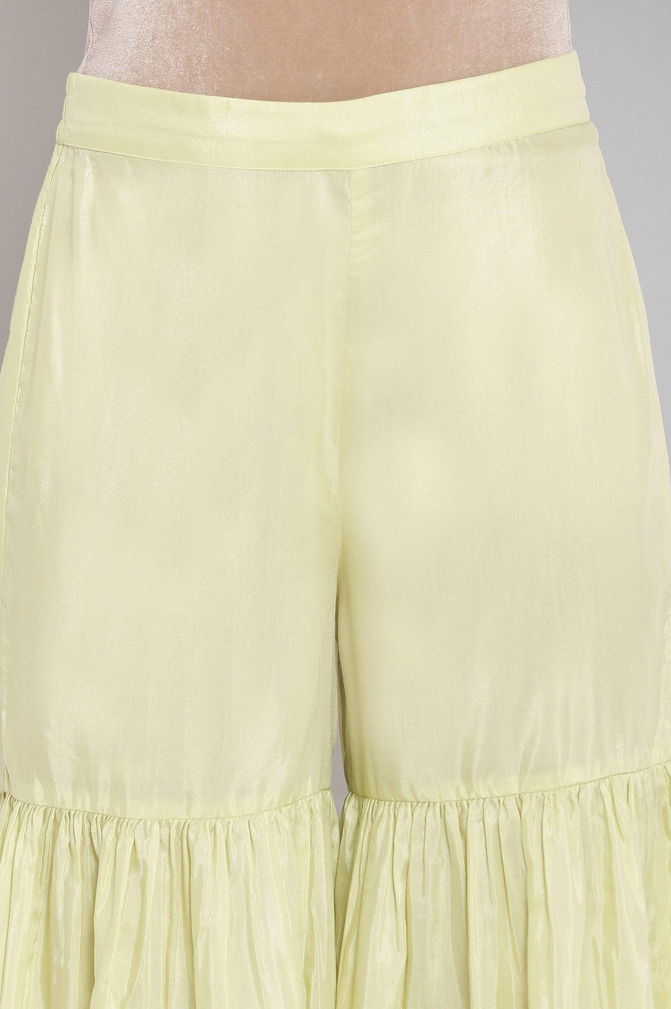 Light Green Embroidered kurta-Sharara-Dupatta Set - wforwoman