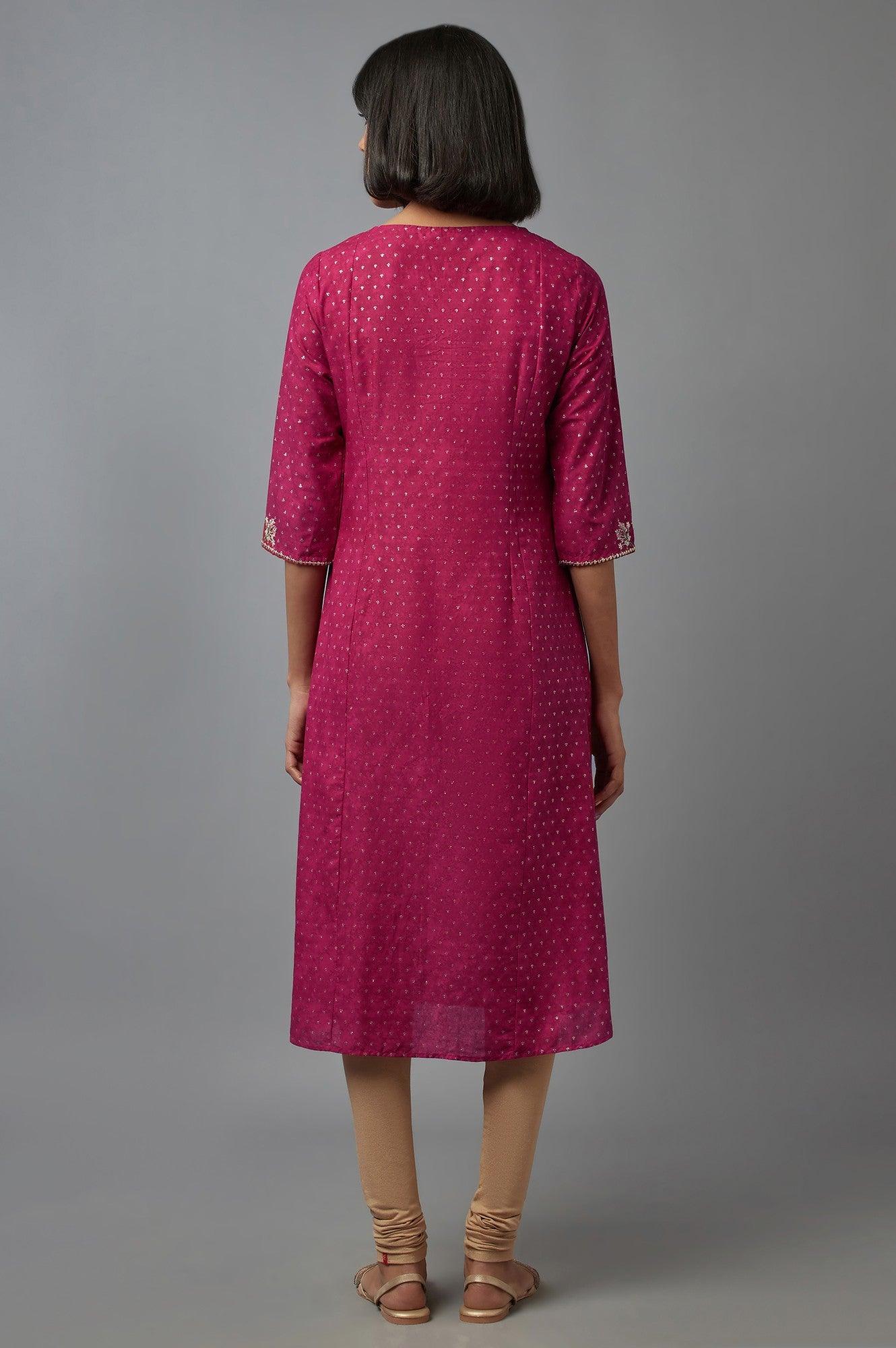 Magenta kurta with Embroidery - wforwoman