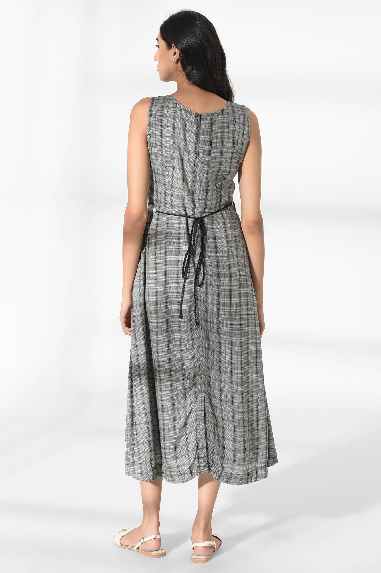 Black and Ecru Checks Dress - wforwoman