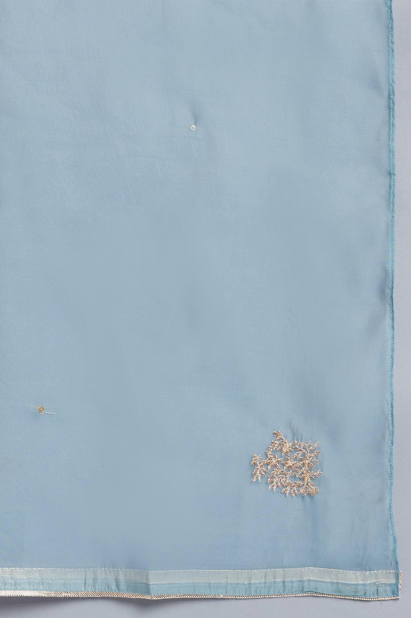 Persian Red Embroidered Flared kurta-Solid Tights-Dupatta Set - wforwoman