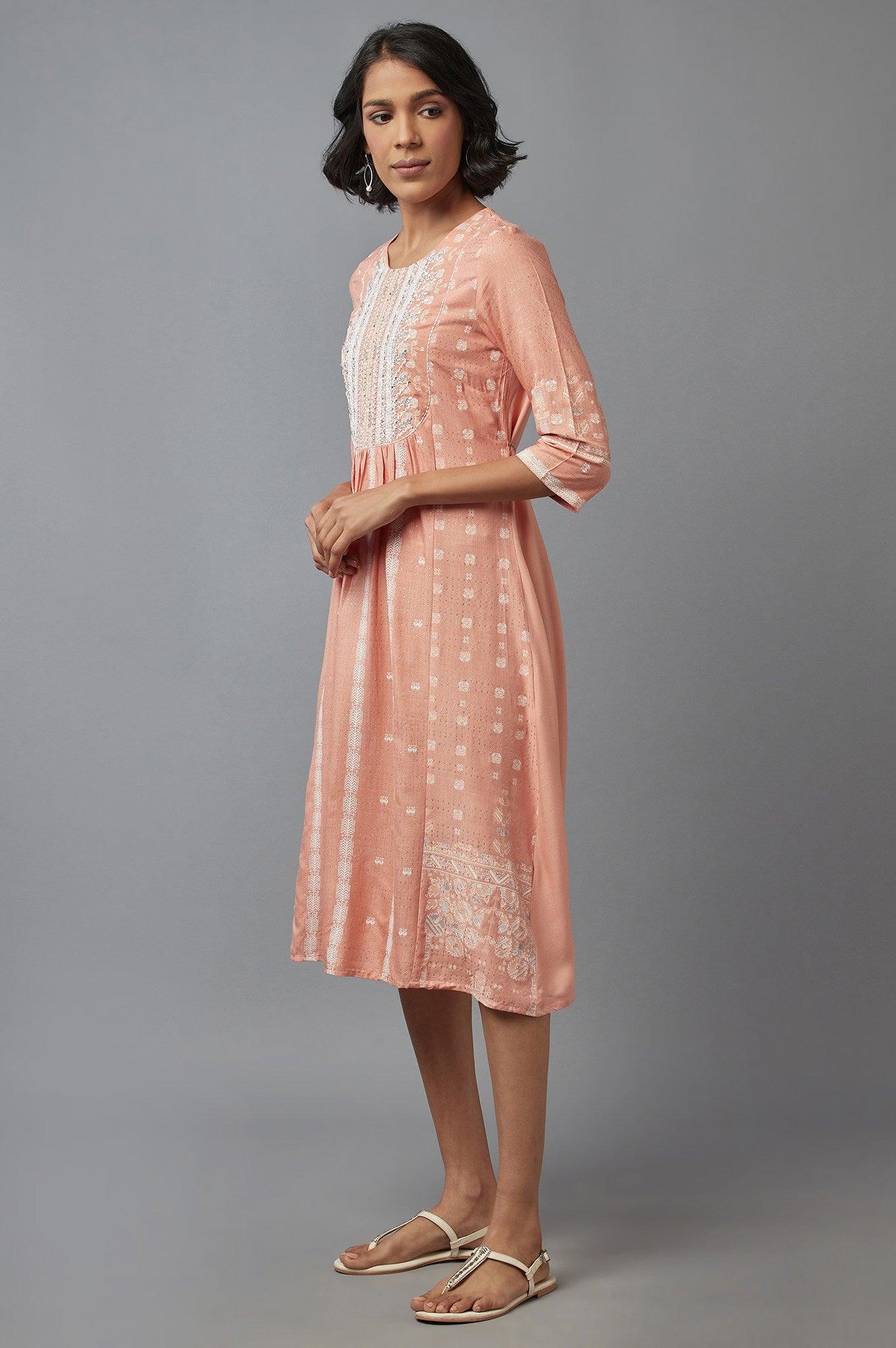 Peach Flared kurta - wforwoman