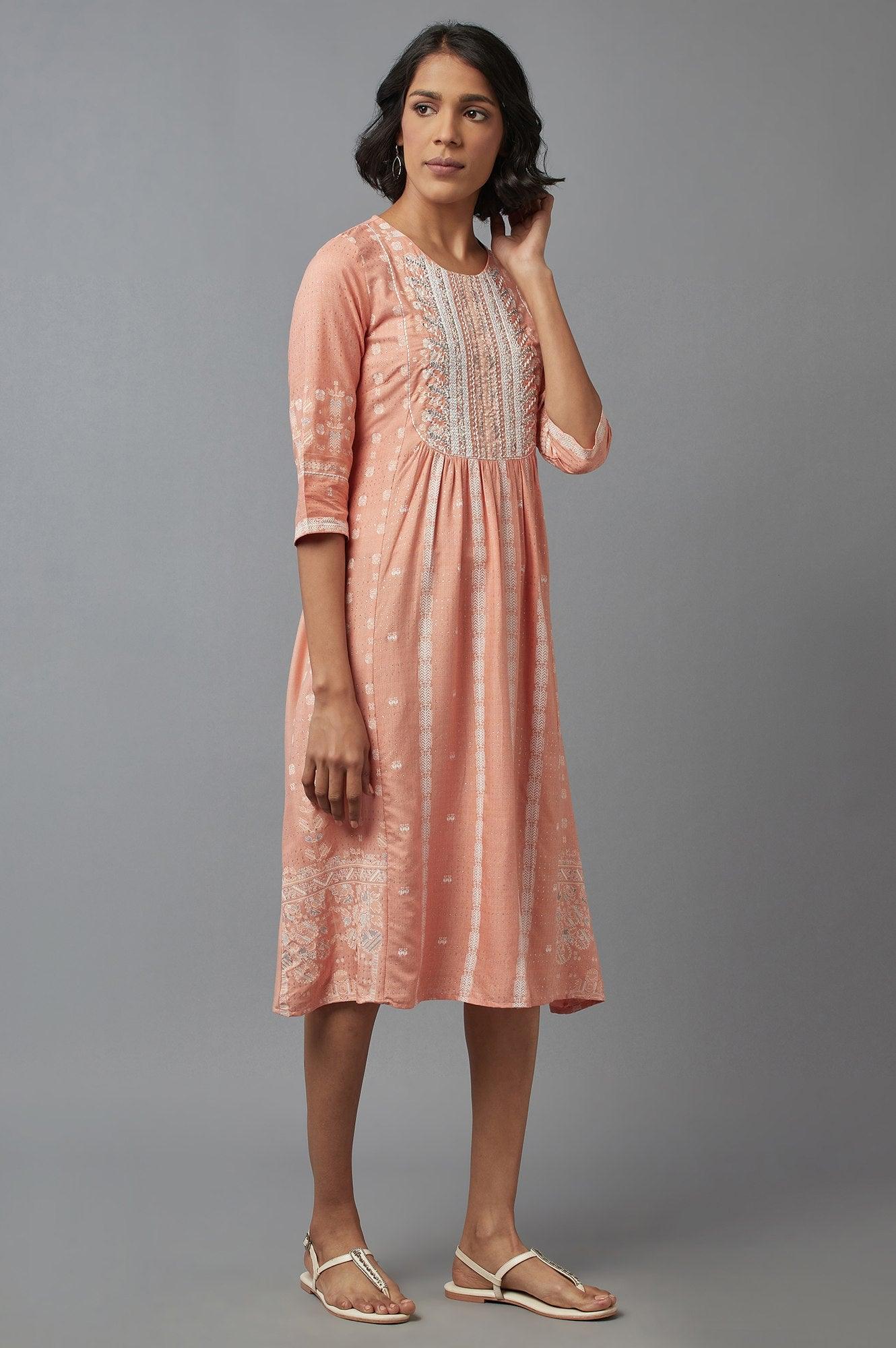 Peach Flared kurta - wforwoman