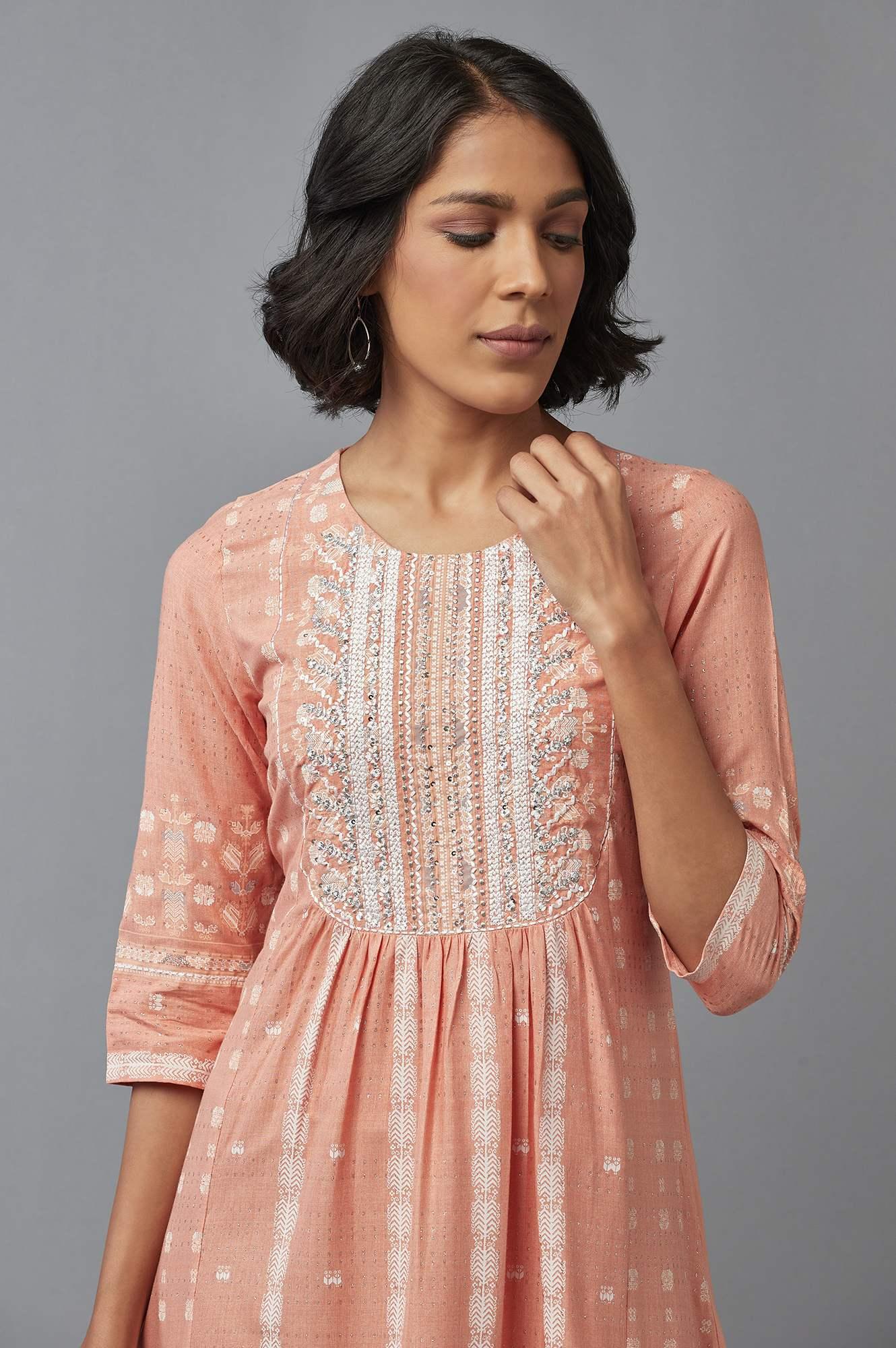 Peach Flared kurta - wforwoman