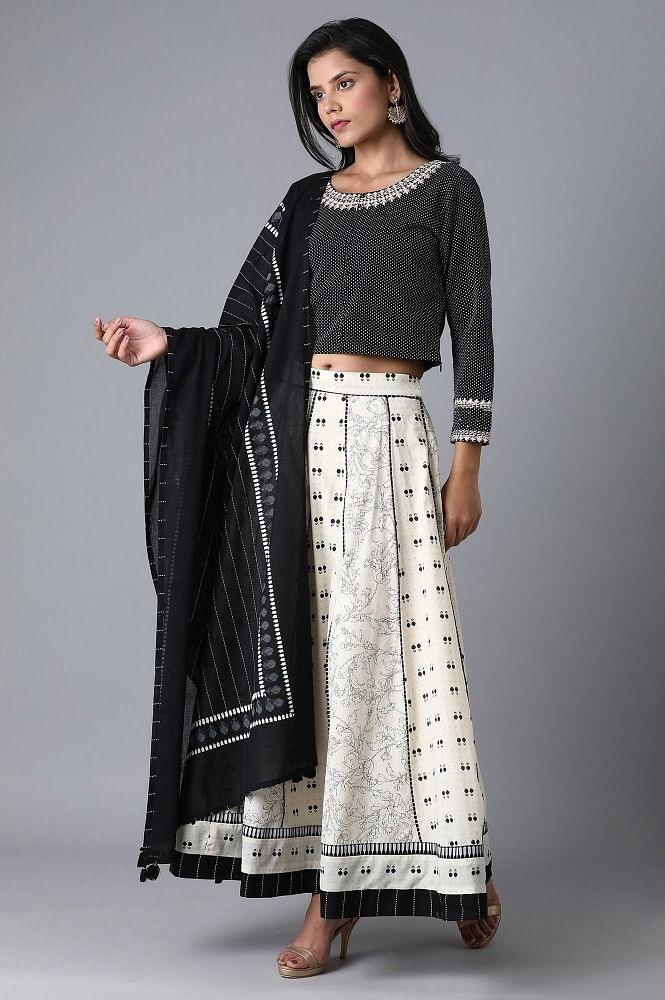 Black Polka Dobby Crop Top - wforwoman