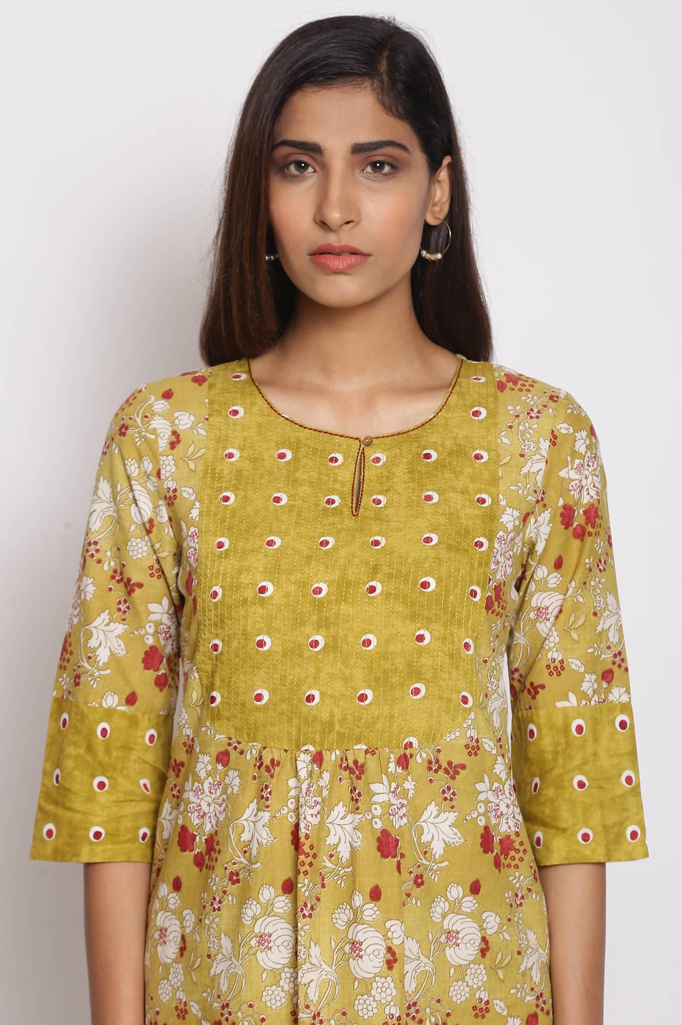 Celery Green kurta-Parallel Pants Set - wforwoman