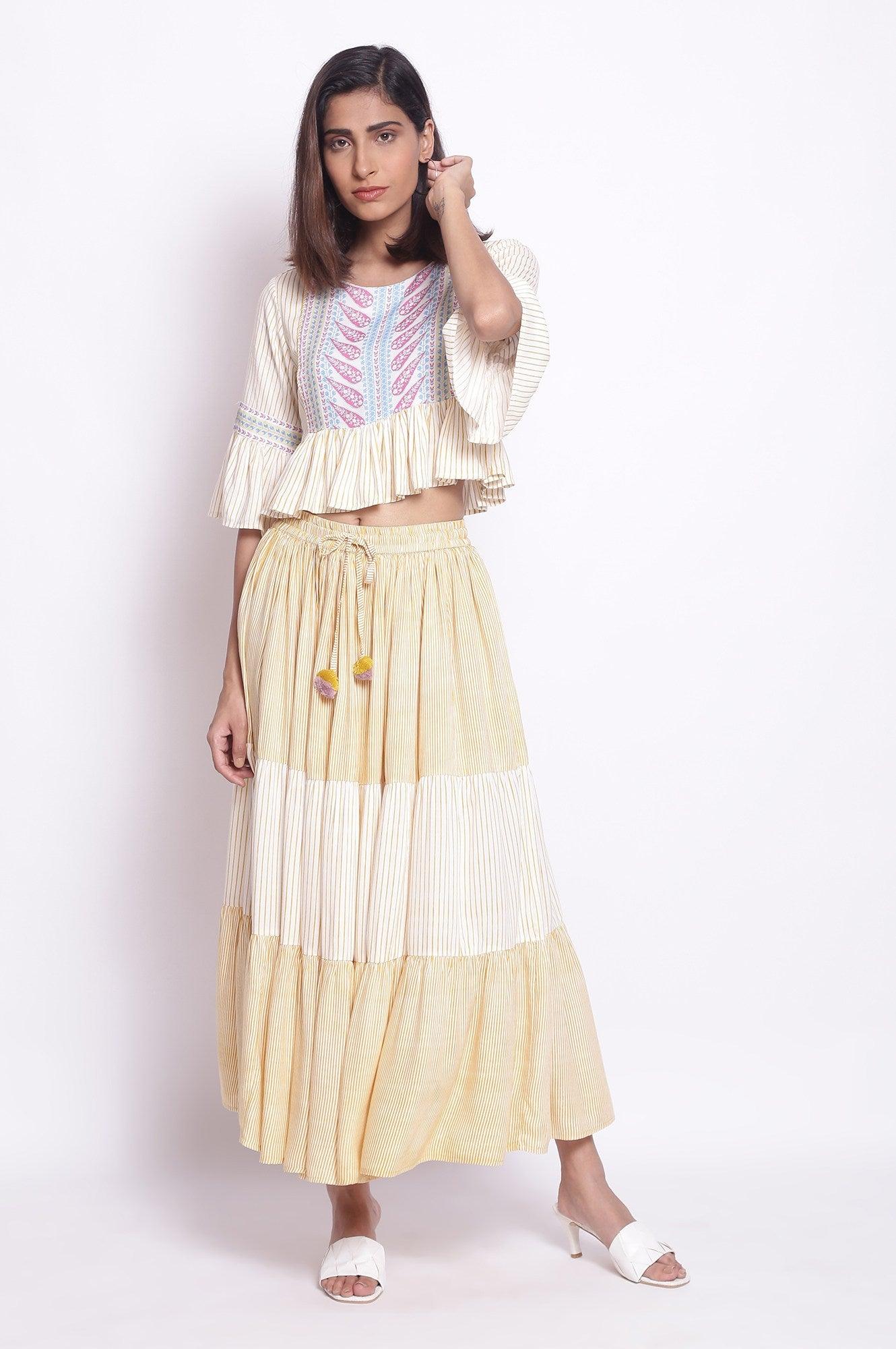 Buy Bright Yellow Boho Top- Tiered Skirt 4599 W for woman