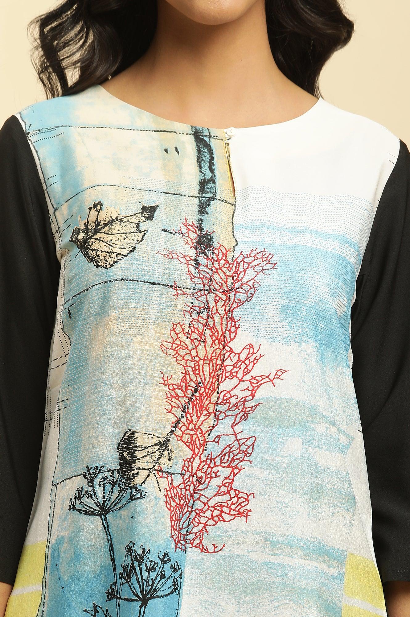 Multi-Coloured Dobby Kurta-Parallel Pants Set - wforwoman