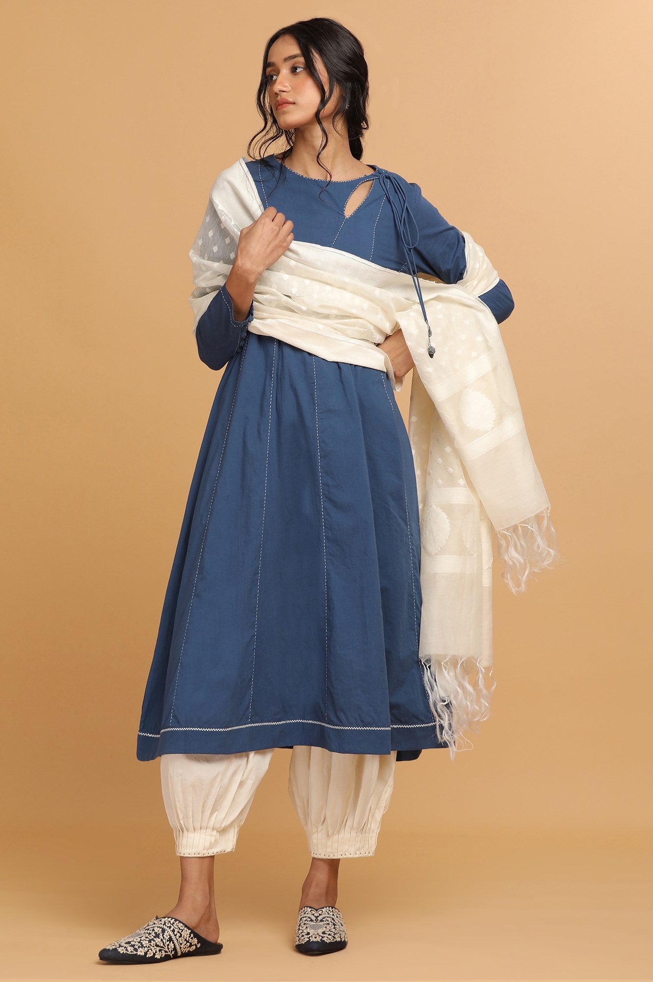 Indigo Flared Cotton kurta