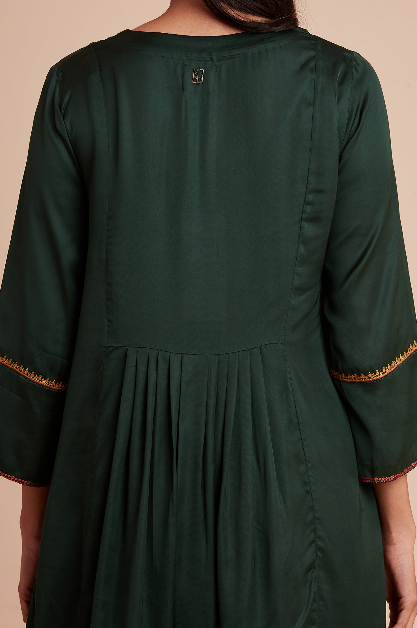 Dark Green Modal Satin Embroidered kurta