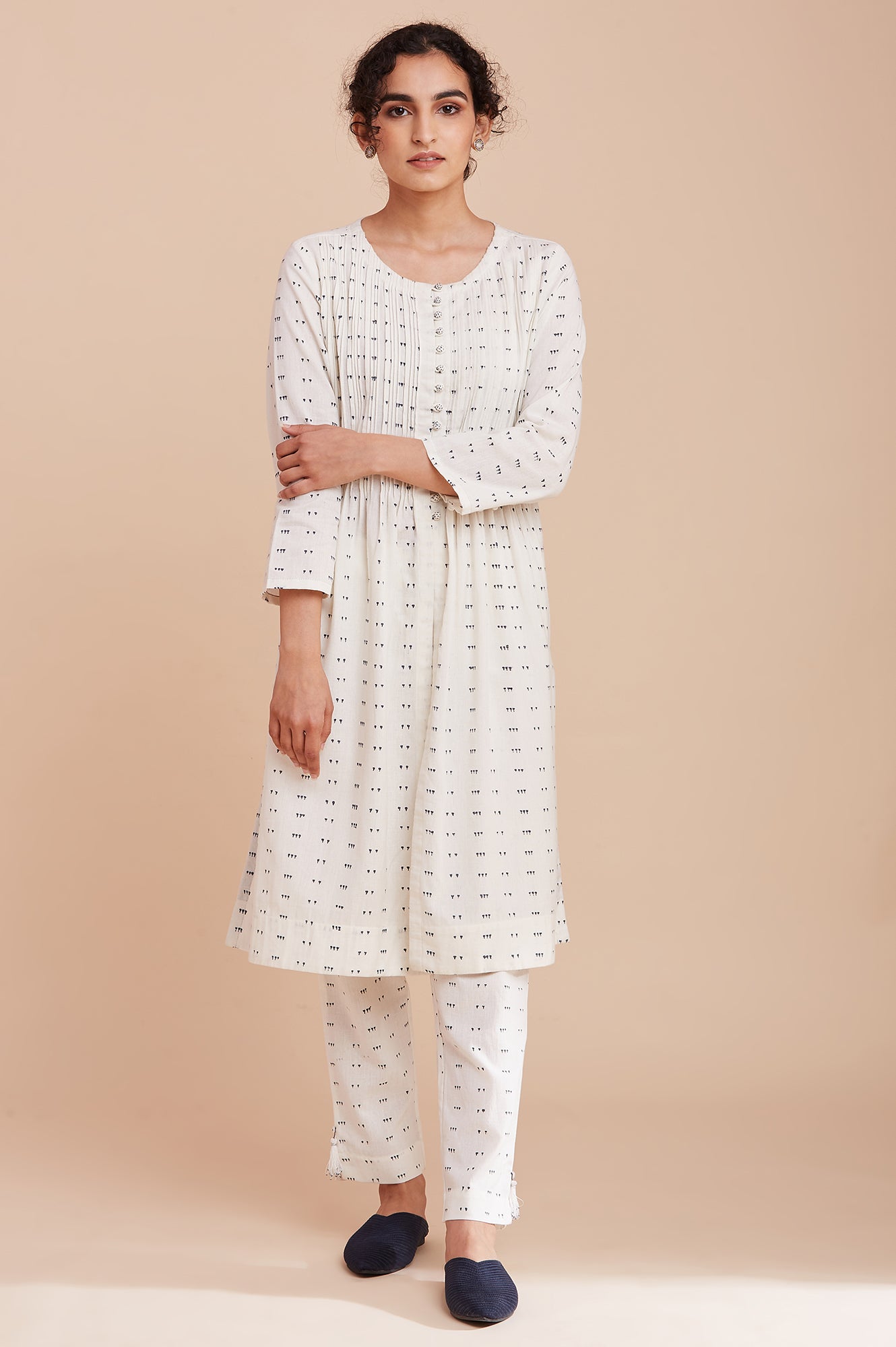 Ecru Block Print kurta