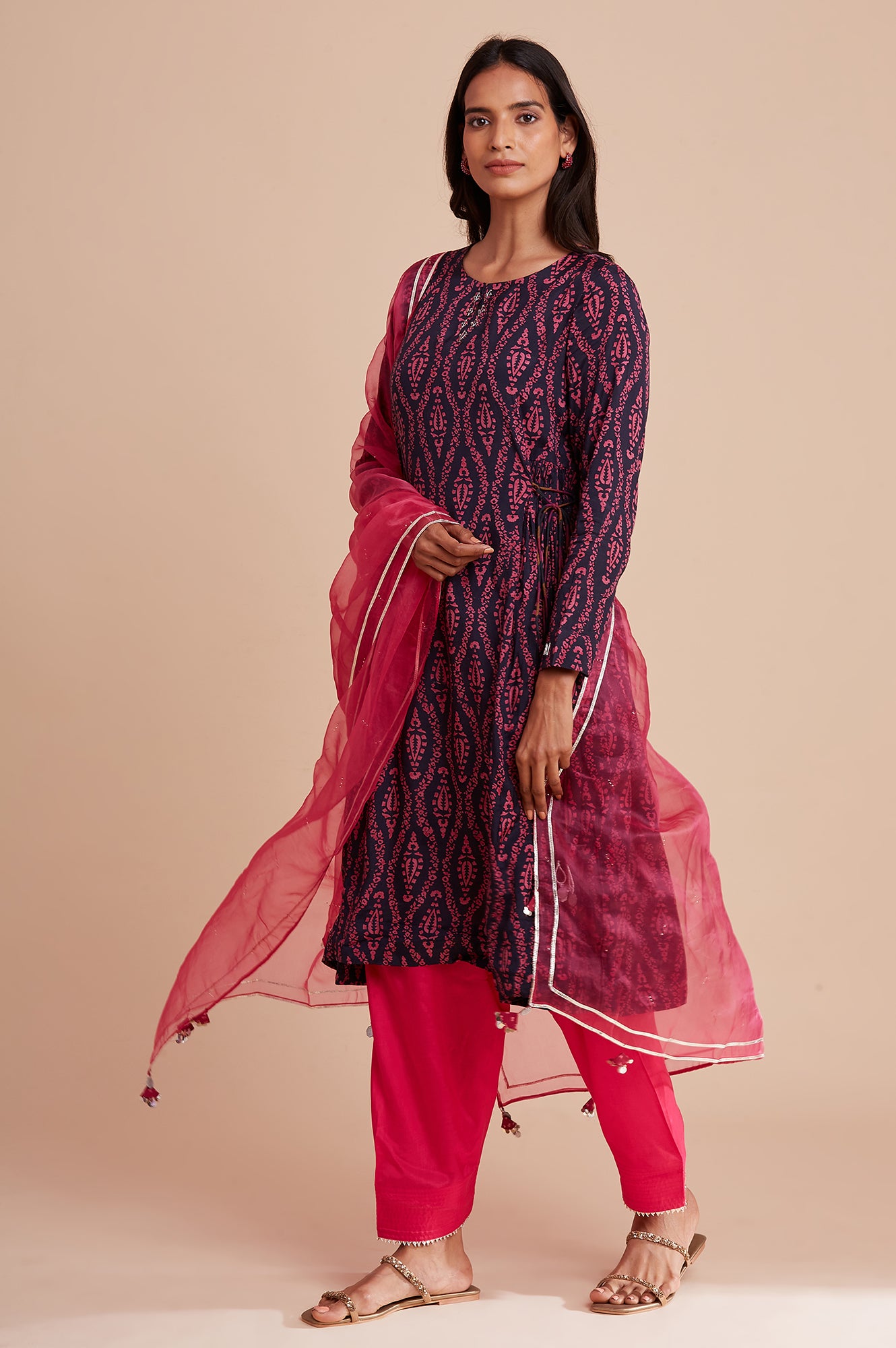 Dark Blue Block Print kurta