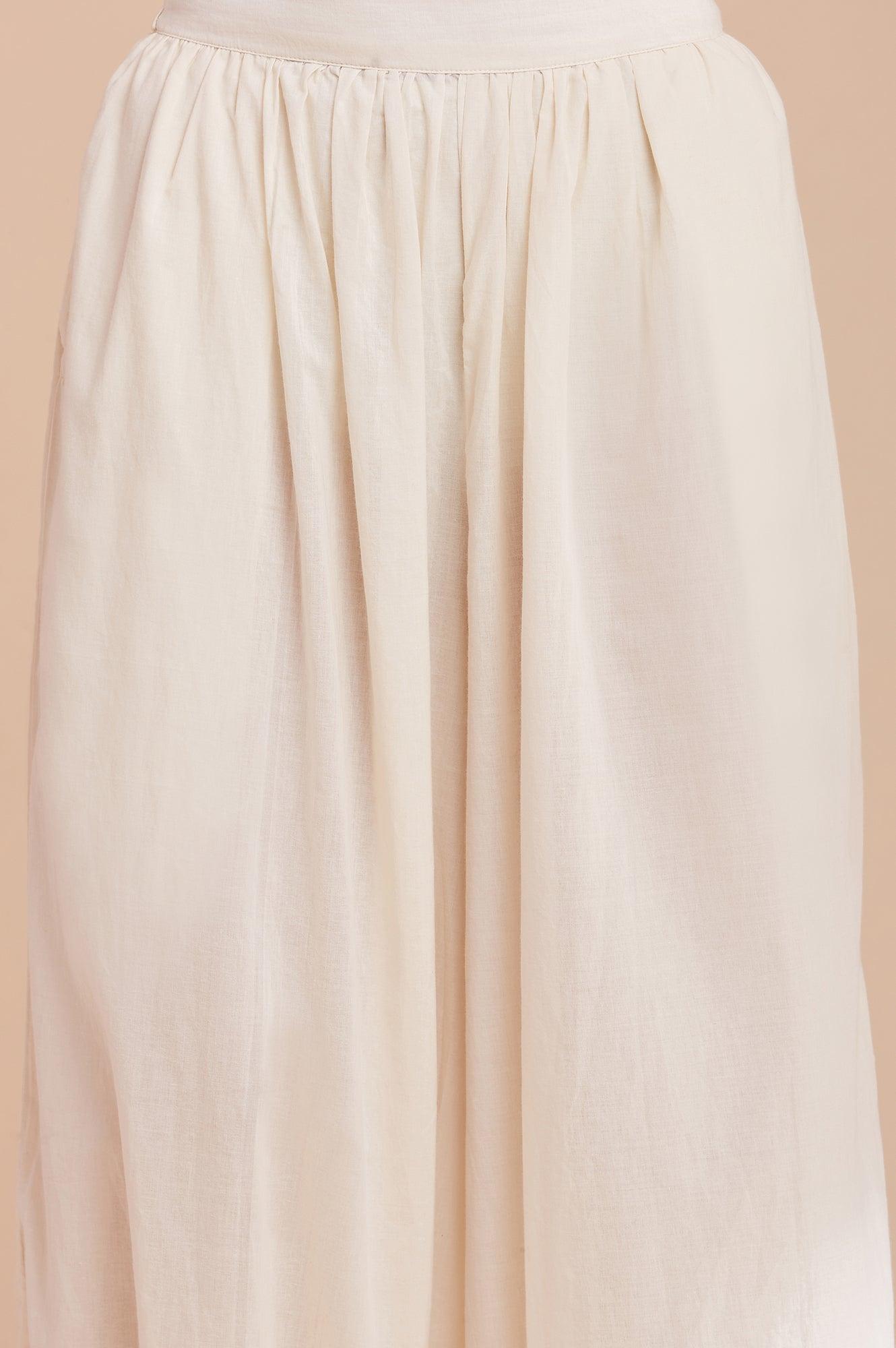 Ecru Solid Hem Cuffed Salwar Pants - wforwoman