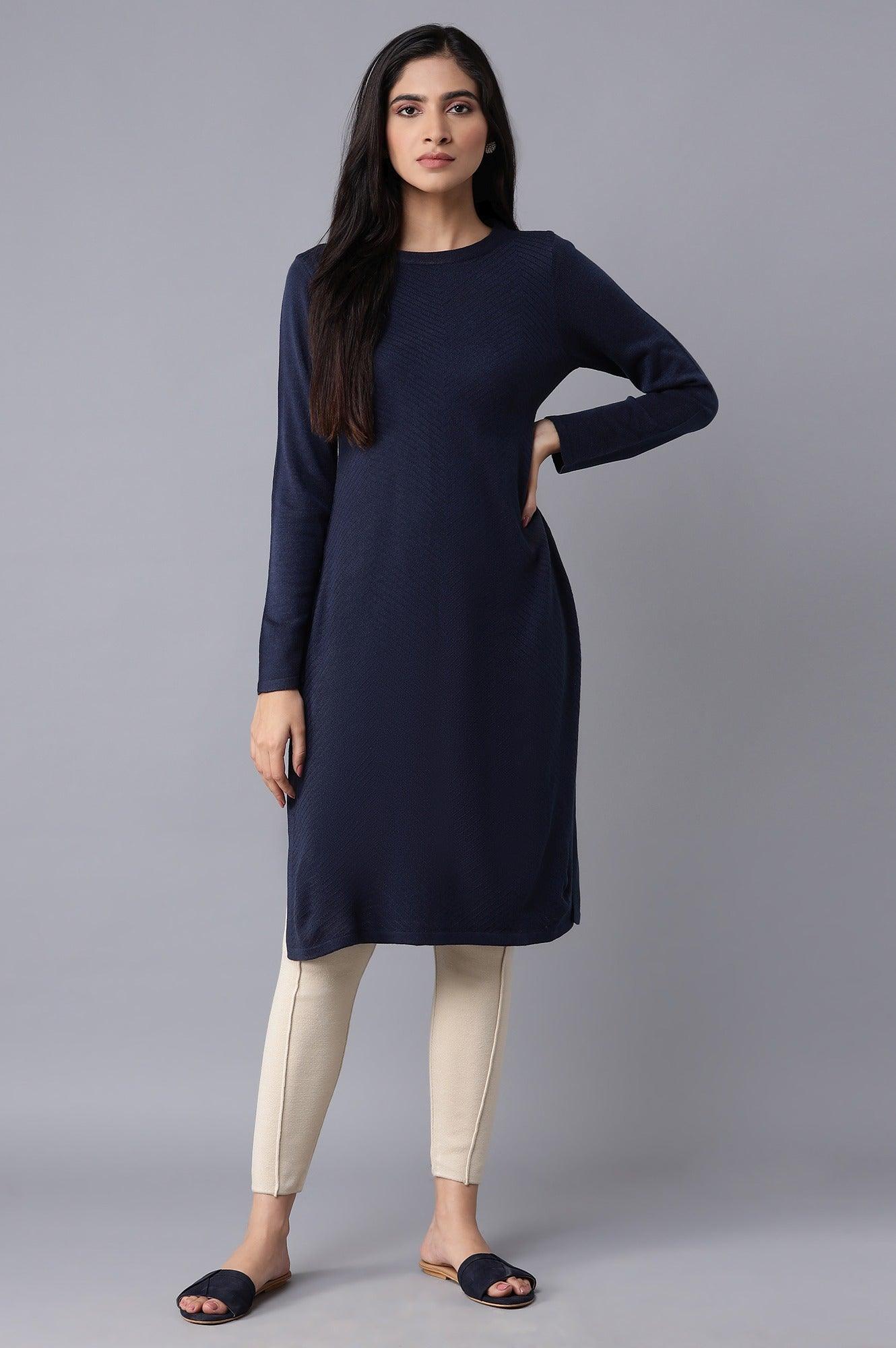 Buy Dark Blue Slim Fit Winter Dress @ 1799