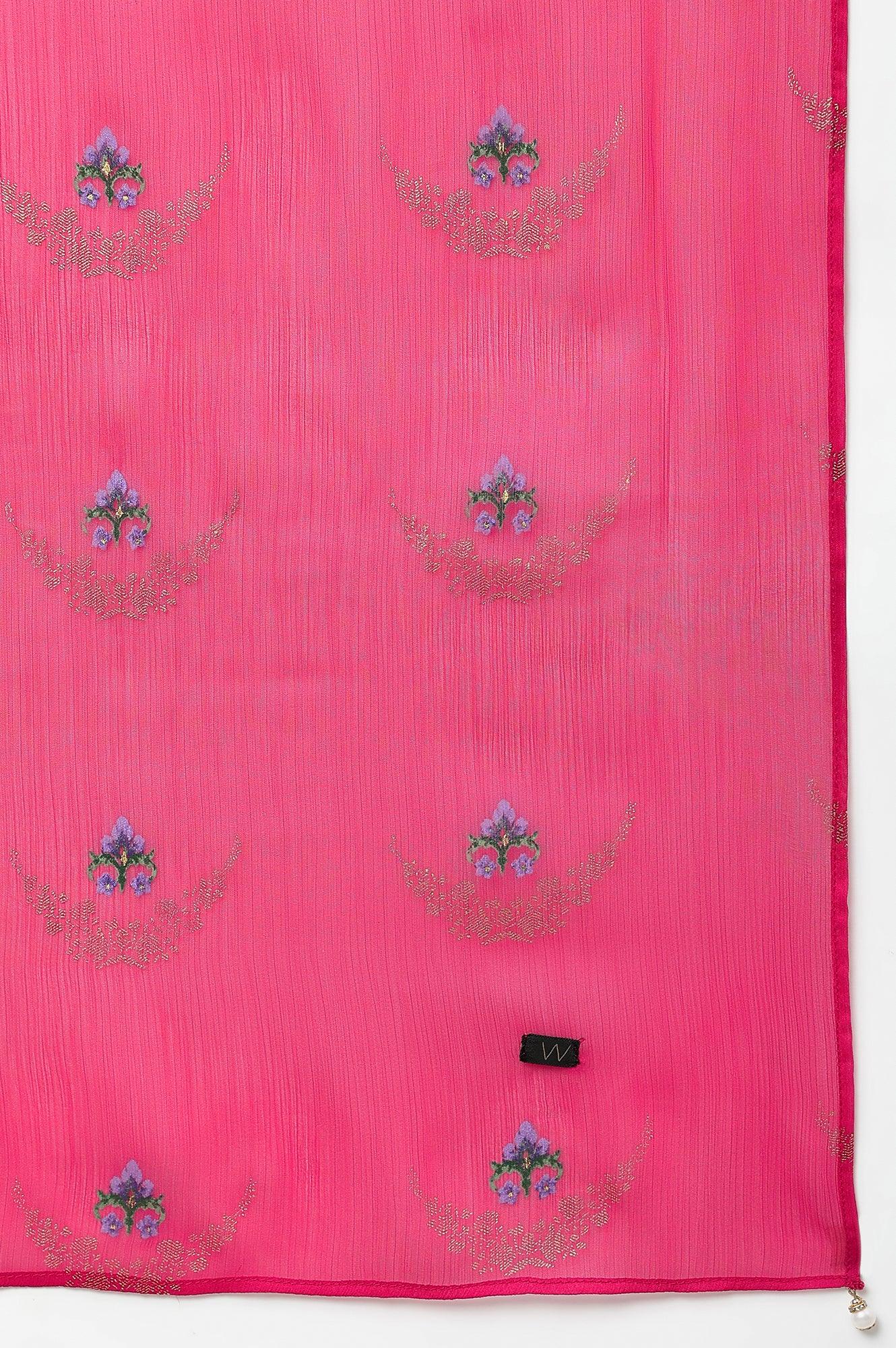 Yellow Chanderi kurta With Tiered Sharara And Dupatta - wforwoman