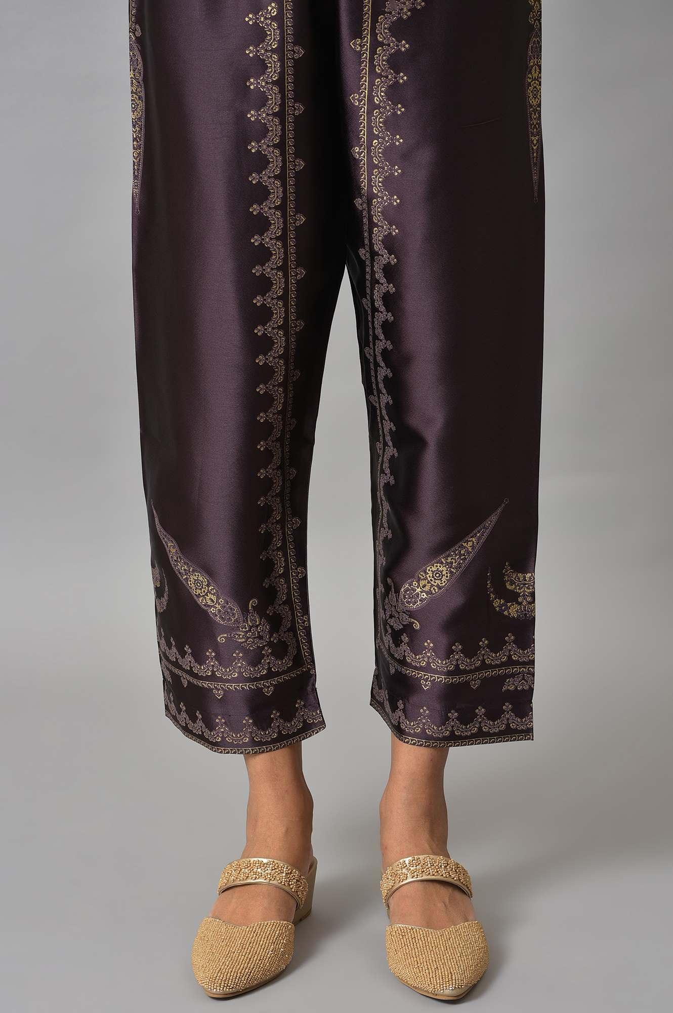 Light Purple Embroidered kurta, Pants & Chiffon Dupatta - wforwoman
