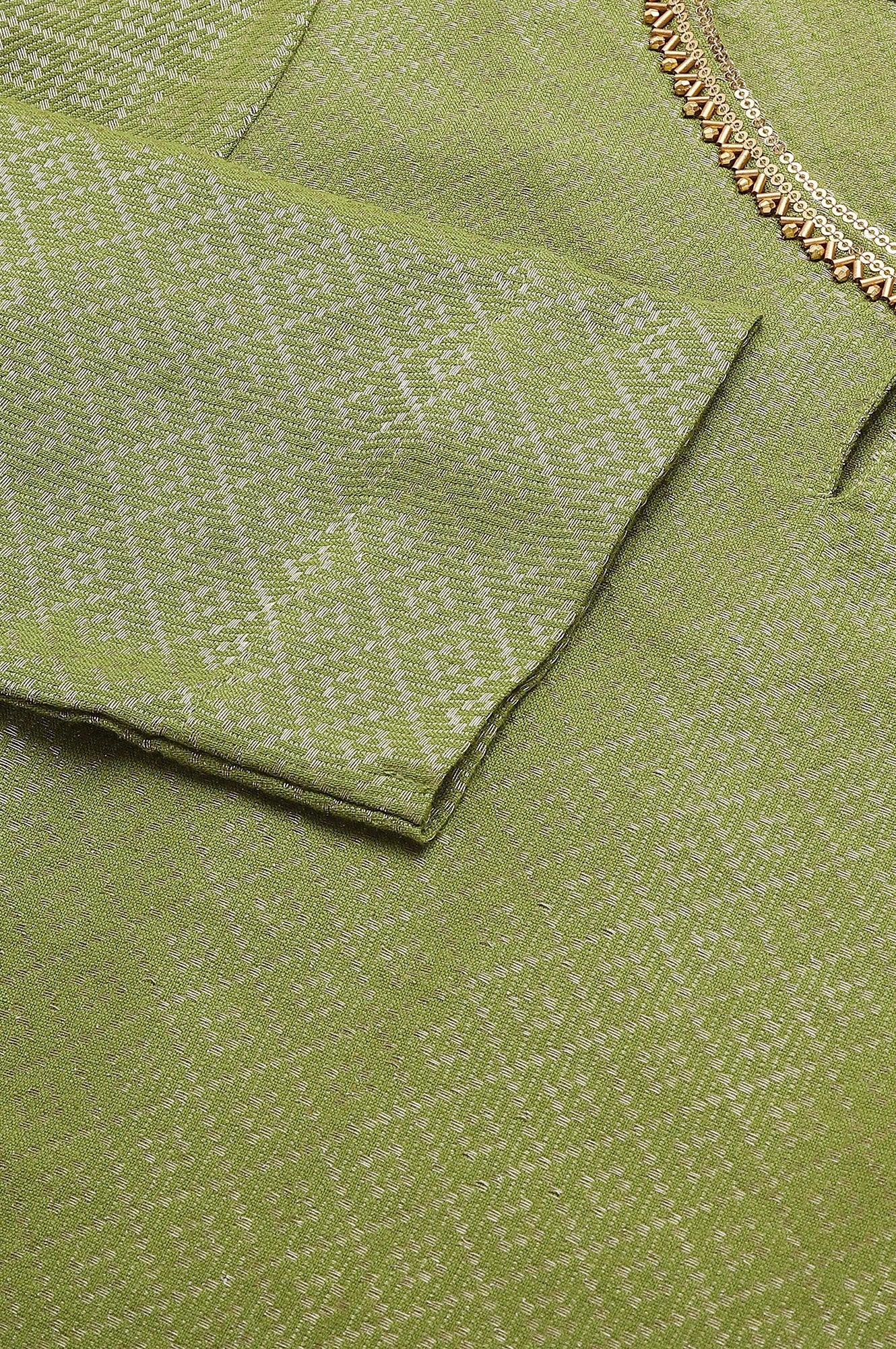 Green Geometric Print Dobby kurta - wforwoman