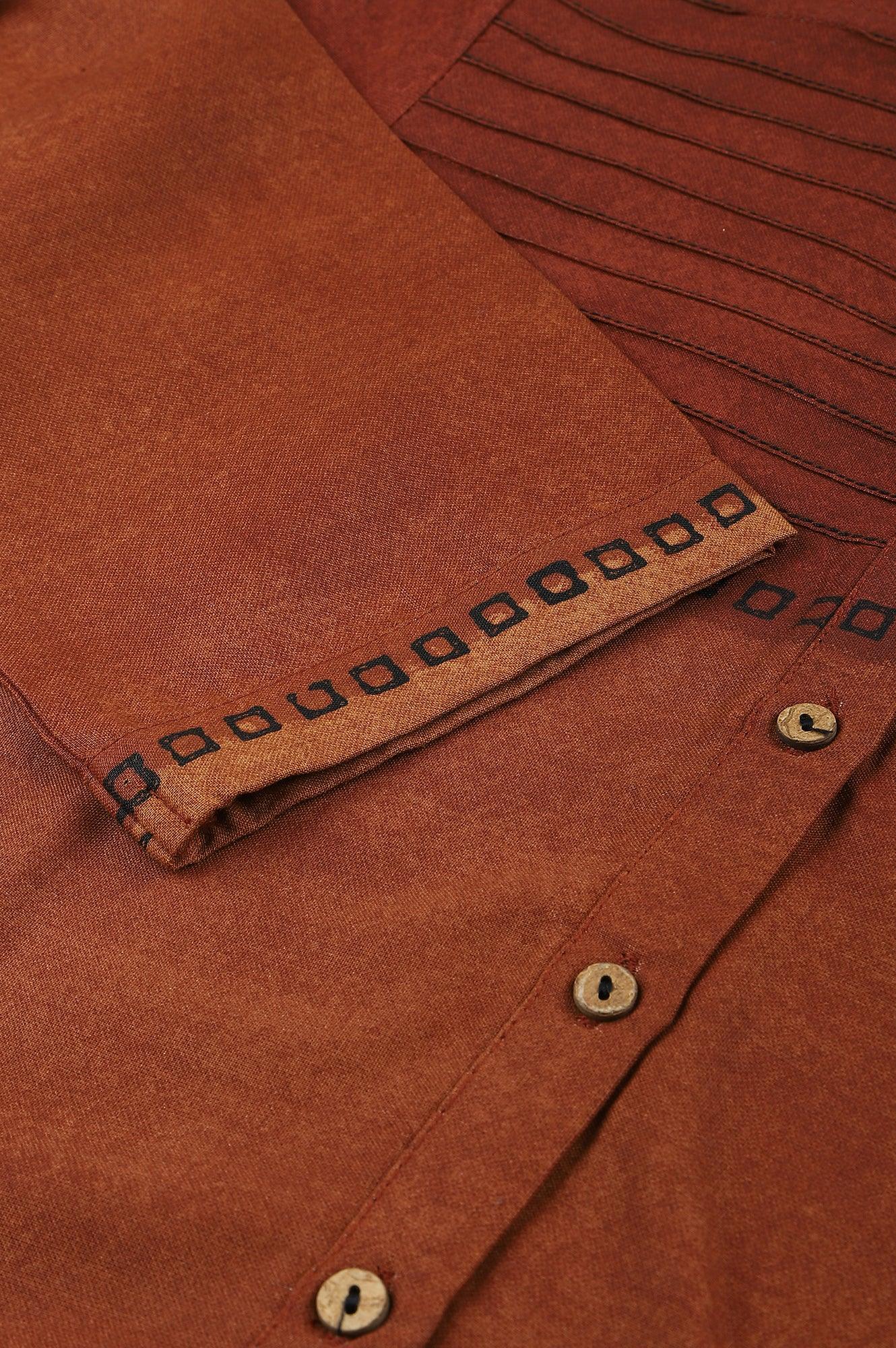 Red Pintuck Colour Block kurta - wforwoman