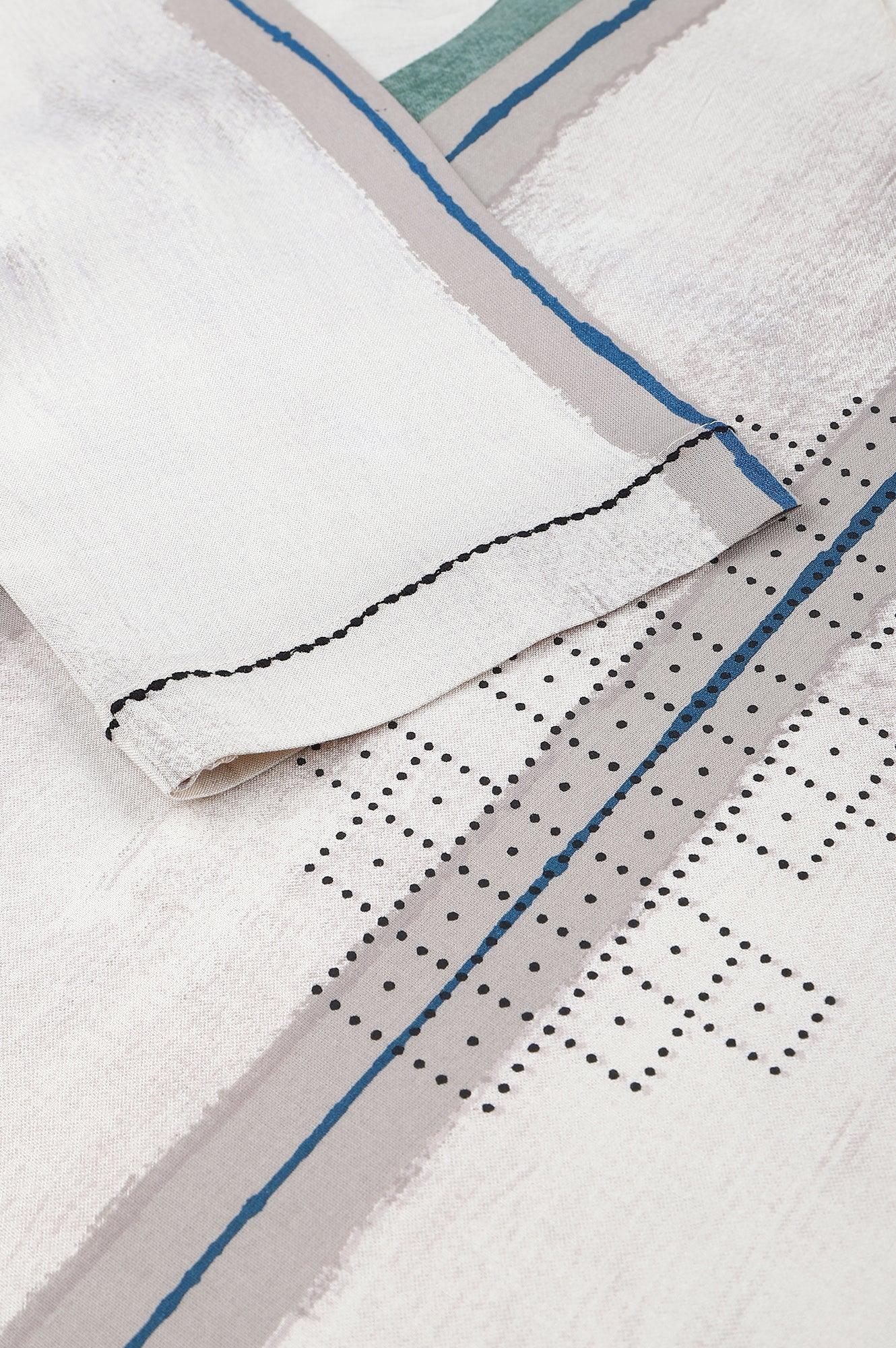 Beige And Green Pleated A-Line kurta - wforwoman