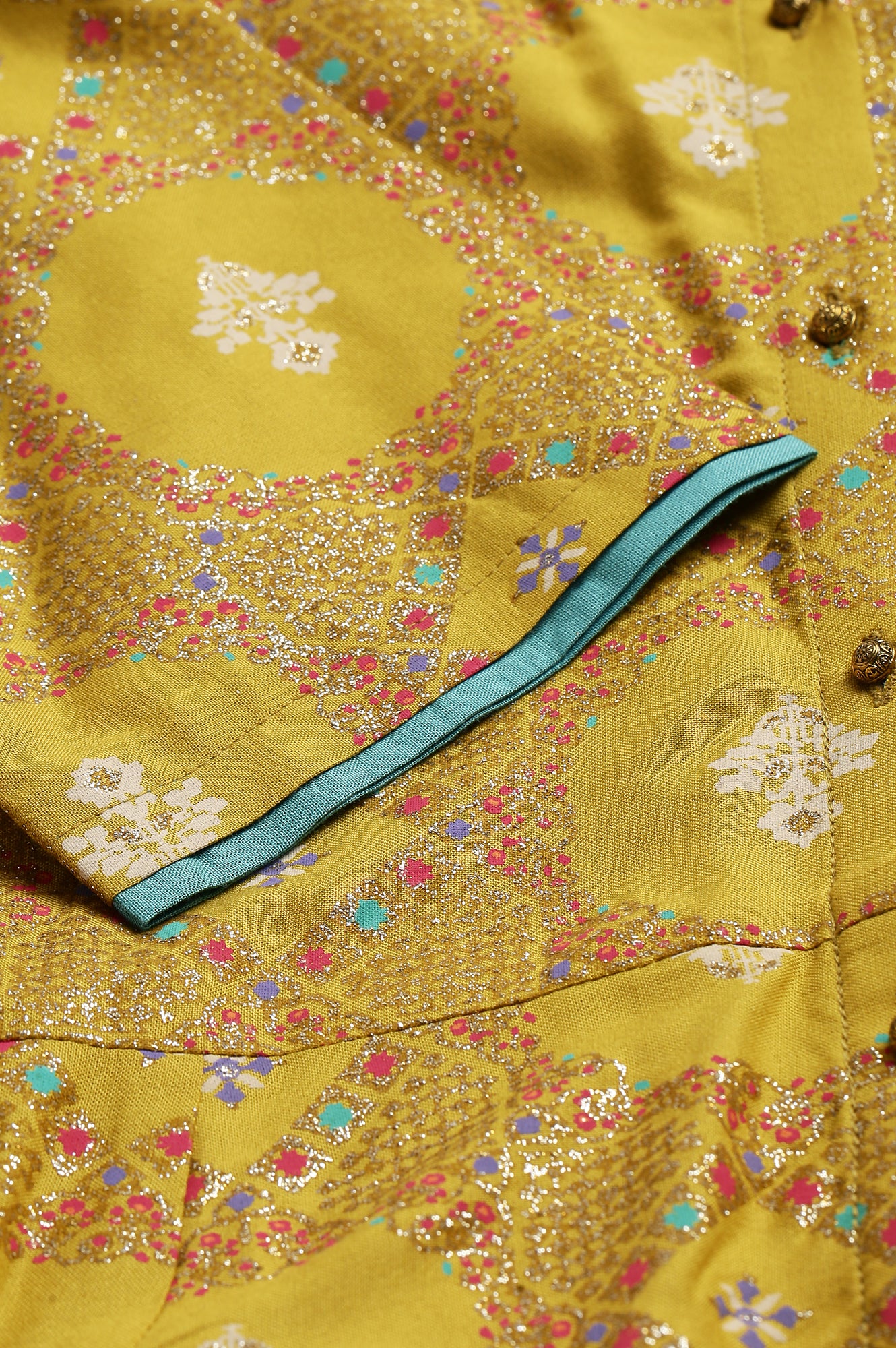 Yellow Button Down A-line Kurta - wforwoman