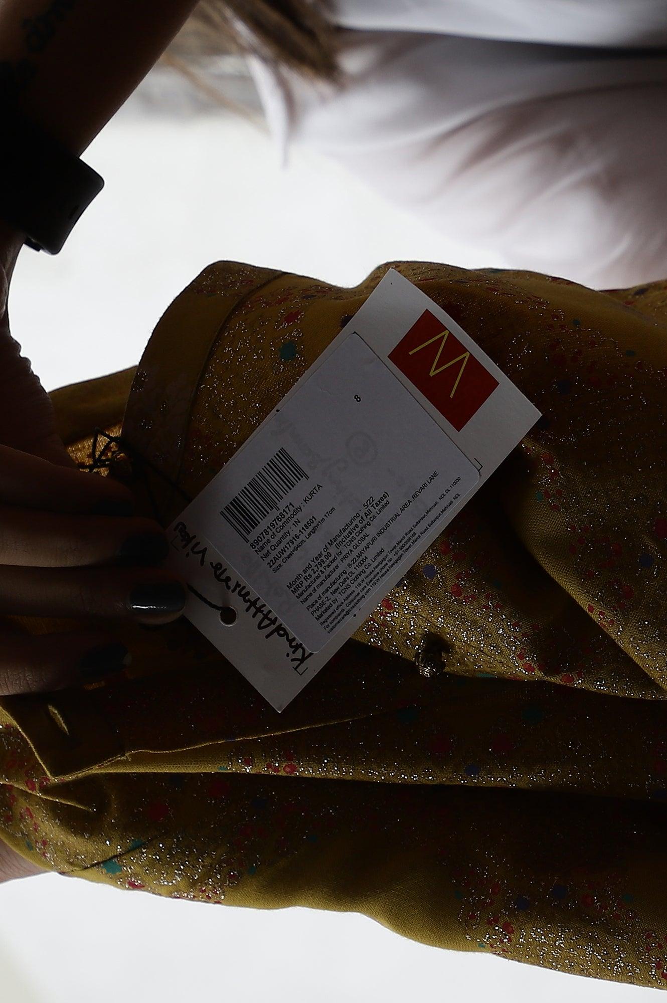 Yellow Button Down A-Line kurta - wforwoman