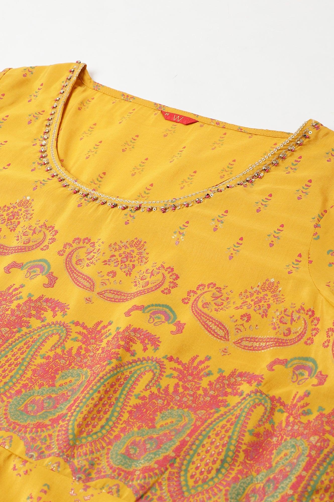 Plus Size Murtard Indie Dress With Embellished Neckline - wforwoman